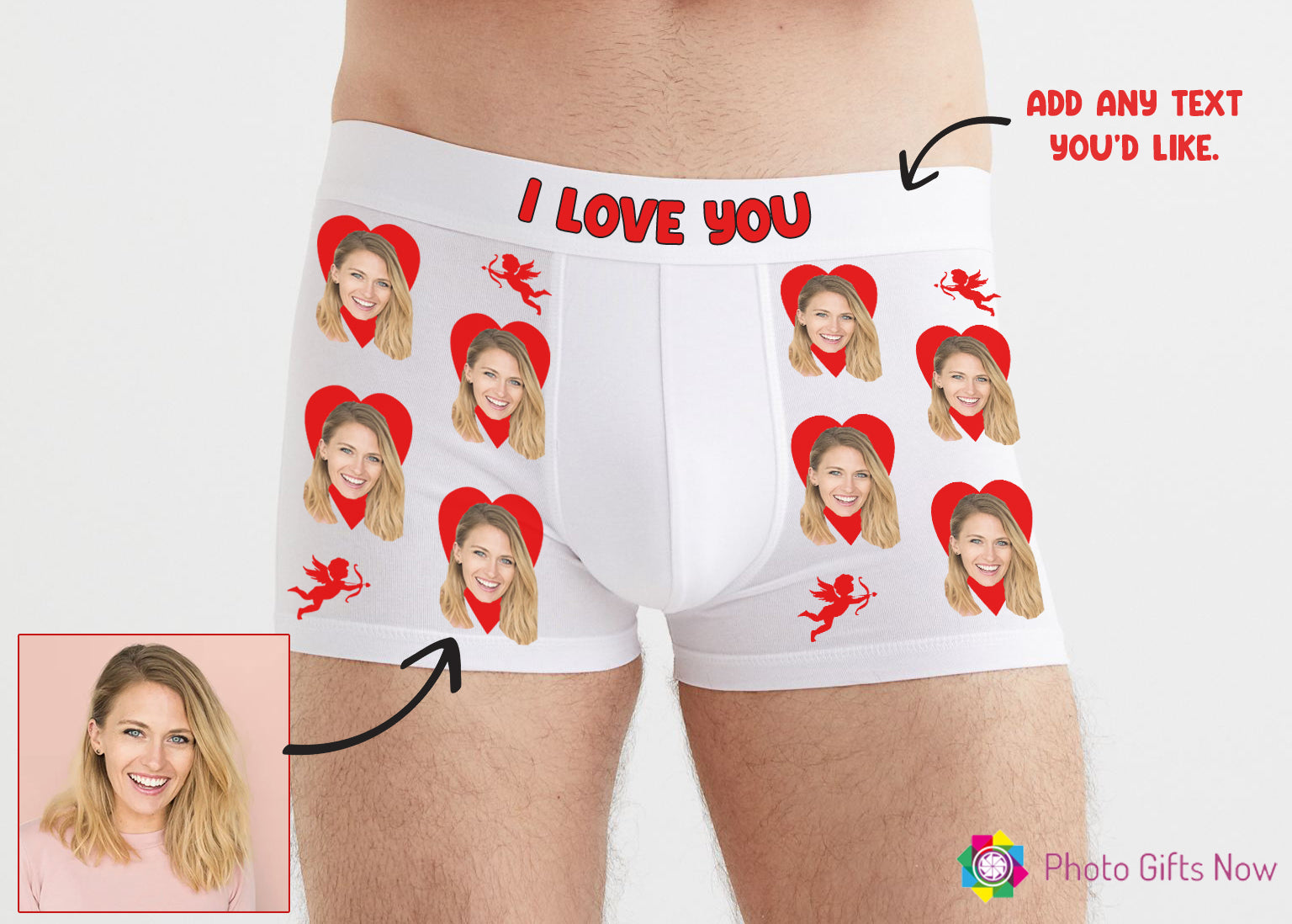 Personalised Valentines Face Boxers and Knickers
